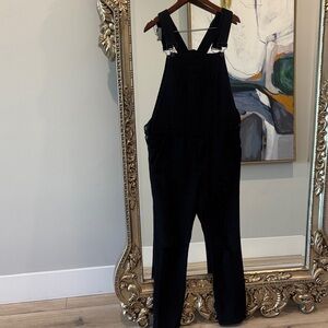 Forever 21 Black Relaxed Denim Overalls